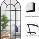 Black Arched Mirror, 30x60 inch Window Pane Mirrors for Wall Decor, Arch Window Mirror, Wall Mounted Mirror, Black Frame Arched Mirrors for Living Room Bedroom Entryway, Hanging or Leaning Against
