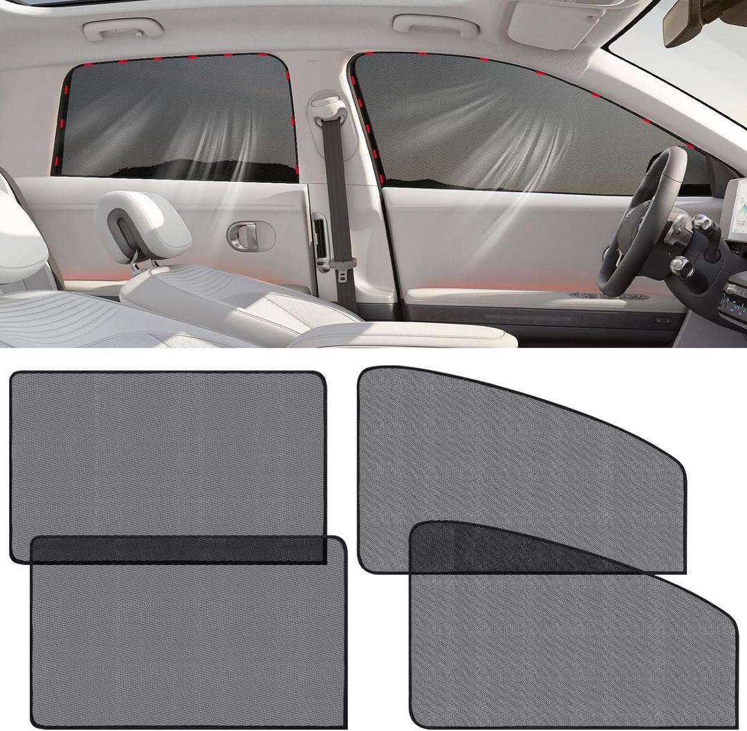 2 x ZATOOTO Car Window Shades, Magnetic Car Window Cover Baby Window Shades Sun Blocker with Excellent Ventilation and Cooling Effect Fits Most Vehicles for Travel, Camping, and Pets (4Pcs set)