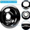 4 Pack Black Porcelain Burner Drip Pan By AMI PARTS - Replacement for Ge Hot-point Range Cooktop Includes 1 8-Inch and 3 6-Inch Drip Pans