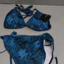 Women Two Piece Swimsuit Sexy Swimwear Halter String Triangle Bikini Sets (Medium, Blue Snake)