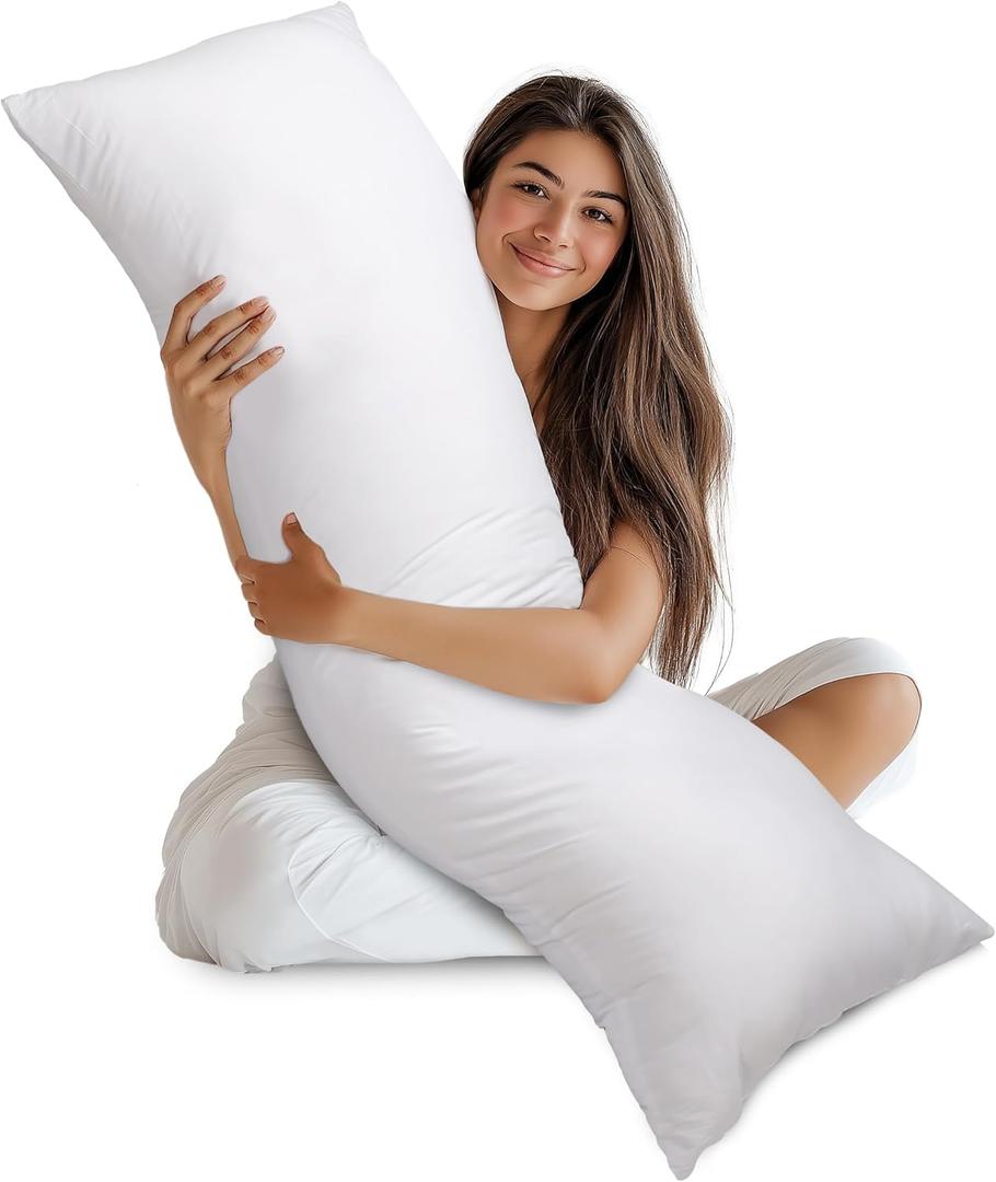 Utopia Bedding Full Body Pillow for Adults (White, 20 x 54 Inch), Long Pillow Insert for Sleeping, Ideal for Side Sleepers (20x54 Inch (Pack of 1))