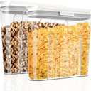 2 Pack Glass Containers Storage Jars Set Airtight Food Storage Containers with Lids-Cereal Storage Containers Cereal Organizer Dispenser for Kitchen Storage Containers