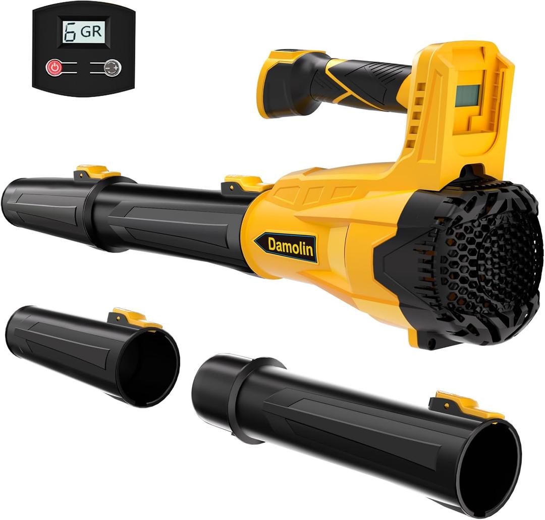 Cordless Leaf Blower Compatible with Dewalt 20V Max Battery 580CFM Electric Leaf Blower Cordless, with Turbo Boost, 6 Speed Modes Brushless Motor, Battery Powered (Light Yellow)