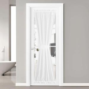 NICETOWN Linen Semi Sheer French Door Panels 80 inch Long, Light Filtering Curtains for Front Glass Back Entry Front Door with Tieback, 36" Wide, 1 Panel, White