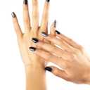 ohora Semi Cured Gel Nail Strips (N Party Night) - Dark, Glitter, Works with Any UV/LED Lamps, Salon-Quality, Long Lasting, Easy to Apply & Remove - Includes 2 Prep Pads, Nail File & Wooden Stick