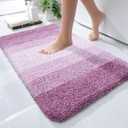 OLANLY Bathroom Rugs Mat 24x16, Extra Soft Absorbent Microfiber Bath Rugs, Rubber Backing, Quick Dry, Washable Bath Mats for Bathroom Floor, Tub and Shower, Home Decor Accessories, Pinkish-Purple