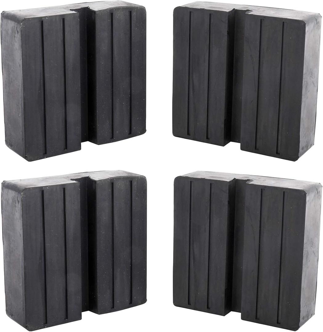 Toolly Square Rubber Jack Pad, Anti-Slip Rail Adapter Support Block with Slot, Heavy Duty for Car Lift - 4 TON Load Bearing, Pack of 4