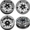 1.6" (40.6mm) Super Wheels, Carbon fibre Beadlock Wheel fit for SCX24 TRX4M FCX24 FCX24M CR18P 1/24 1/18 RC Crawlers Upgrade, Style B, Silver