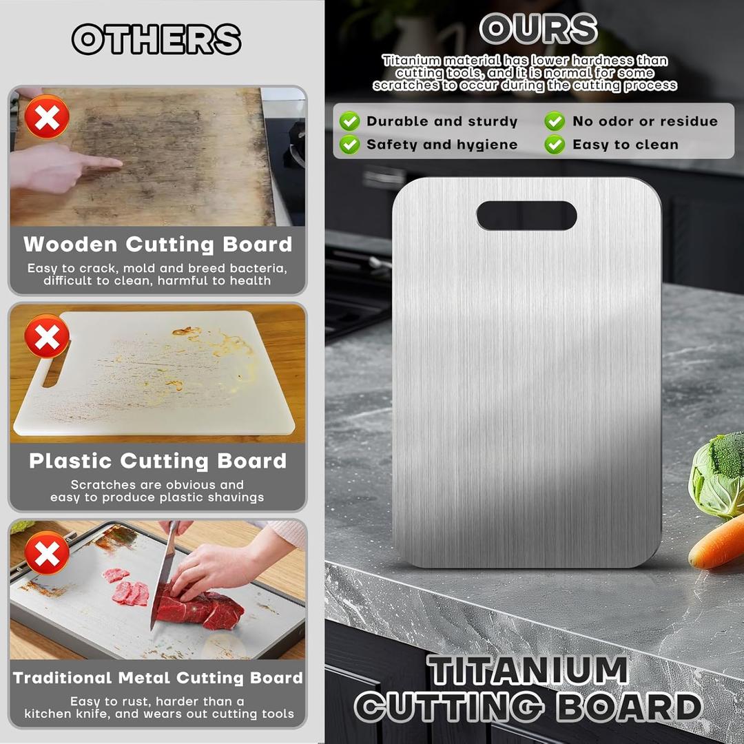 Titanium Cutting Boards for Kitchen Titanium Cutting Board set Double Sided Chopping Board,Durable Dishwasher Safe Cutting Boards(2PC-S+XL)