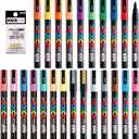 Posco Marker Sanetomo Fine Point Tip width 0.9-1.3mm 24 colors PC-3M, For Fabric, Glass, Metal Paint, Including Pens Tip Refill PCR-3