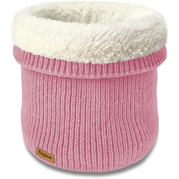 Unisex Fleece-Lined Ribbed Thermal Knit Neck Warmer Gaiter | Winter Scarf Face Covering for Skiing,Hiking,Outdoor Work (Beige)