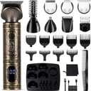 Scttomon Beard Trimmer Kit Professional Hair Clipper Zero Gapped T-Blade Electric Shaver Razor Nose Body Trimmer for Men Cordless Grooming Kit 7 in 1