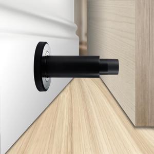 Door Stoppers - Heavy-Duty Adjustable Stoppers for Bottom, Top, and Wall of Door  Anti Break-in 304 Stainless Steel Door Stops with Rubber Buffers(Black)