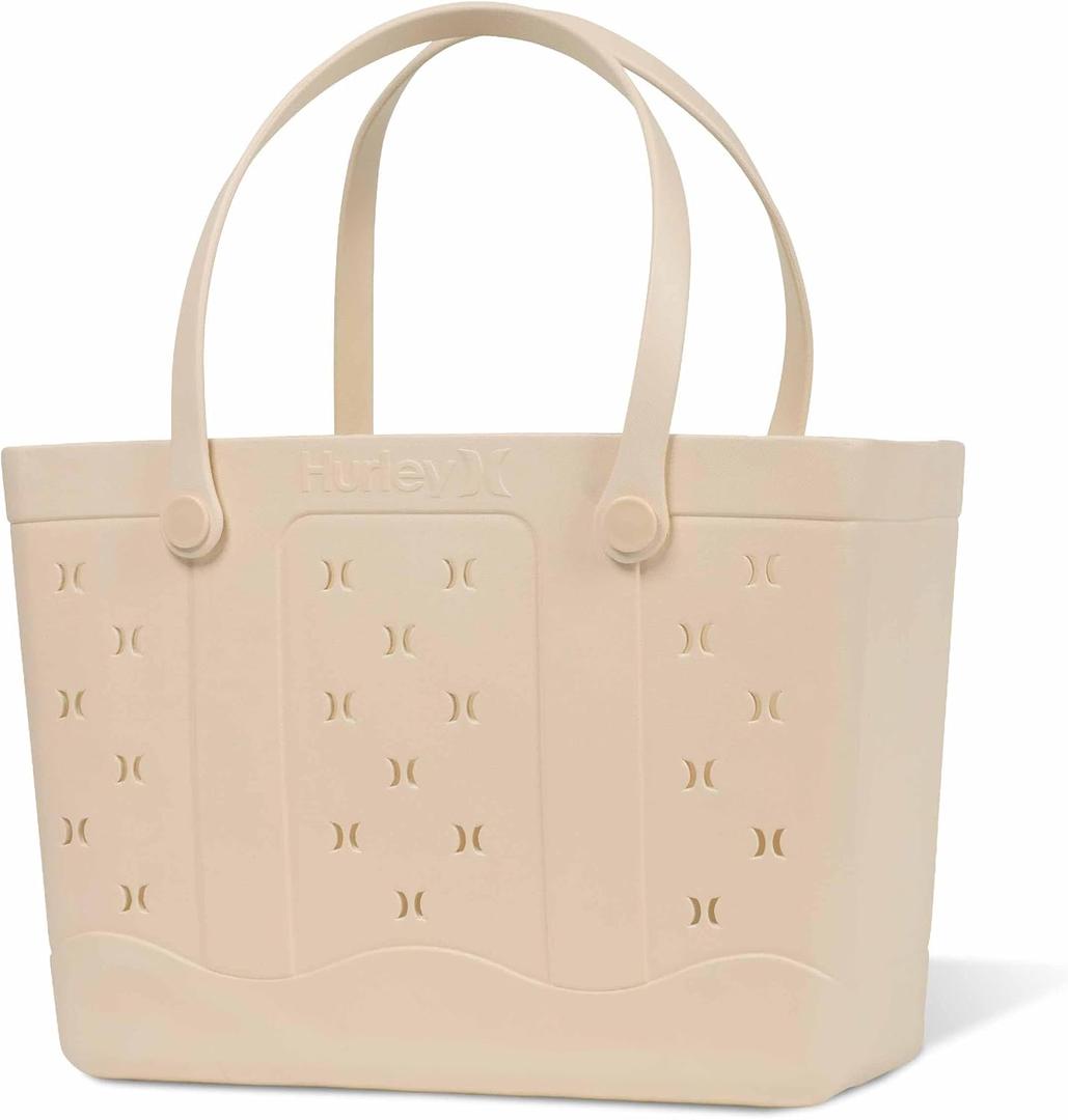 Hurley Rubber Tote Bag - Beach Bags Waterproof Sandproof, Easy-Clean Freestanding EVA Plastic, Hose-Clean, Size 19"