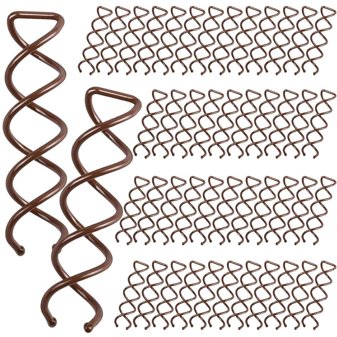FANDAMEI 50PC Spiral Hair Pins Set, Spin Pins Spiral Bobby Pins for Girls, Women and Kids, Non-Scratch Round Clip & Bun Twist, Stylish Bun Bobby Pins, Premium Spin Pins for Hair, Brown