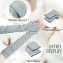 Winter Fingerless Long Gloves for Women Cashmere Blended Knitted Arm Warmers Super Soft Black Arm Sleeves