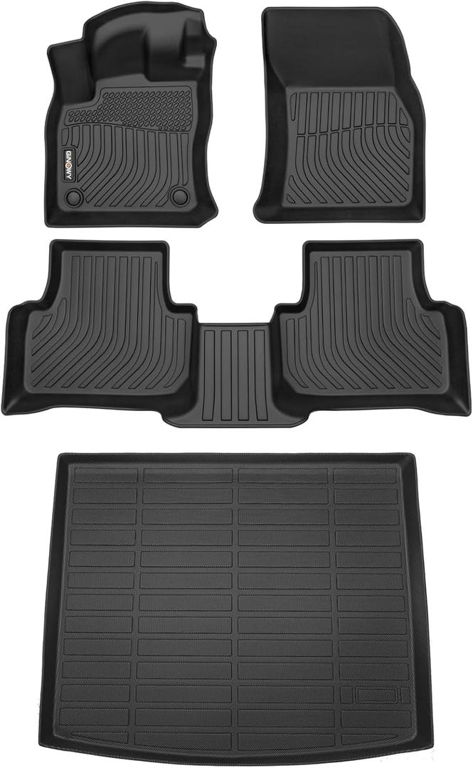 GINOWY-Floor Mats & Cargo Liner for Volkswagen VW Taos AWD 2022-2025 TPE All Weather Mats for VW Taos AWD Accessories Cargo Trunk Mat Trunk Liner