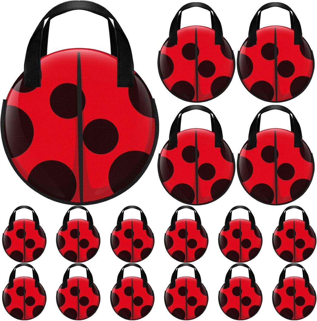 Locmeo 28 Pcs Ladybug Party Favors Birthday Gift Bags Bulk Non Woven Lady Bug Candy Treat Bags with Handle Red Black Polka Dots Goodie Fillers Classroom Prize for Holiday Supplies Decoration