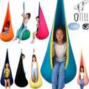 HiCamer Sensory Swing for Kids Indoor and Outdoor Pod Hammock Chair Seat Upgrade Max 300 lbs Hanging Swing with Inflatable Cushion Includes Hardware Hanger Kit for Aspergers Autism ADHD (Teal)