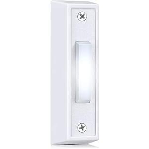 Saillong 1 Piece Lighted Doorbell Button, Wall Mounted Garage Door Opener Switch with LED Light Compatible with Most Wire Doorbell Chimes, Transformer, Ringers, Buzzers (White,White Light)