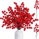 Sggvecsy 30 Pack Artificial Red Berry Stems 6.5inch Christmas Red Berry Picks Holly Berry Branches for Christmas Tree Decorations Holiday DIY Crafts Xmas Ornaments Wedding Home Decor