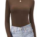 Zeagoo Womens Long Sleeve Shirts Mock Neck Basic Slim Fitted Tops Lightweight Stretch Base Layer T-Shirt (Medium, Brown)