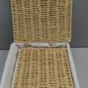 Juvale Wicker Storage Bins with Lids and Insert - Set of 2, 10 x 10 x 7 in & 8 x 8 x 6 in, Brown - Rectangular Lined Baskets with Lids & Insert for Organization