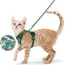 rabbitgoo Cat Harness and Leash for Walking, Escape Proof Soft Adjustable Vest Harnesses for Cats, Easy Control Breathable Reflective Strips Jacket,Rainforest Green,XS
