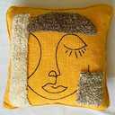 Merrycolor Soft Aesthetic Decorative Throw Pillow Covers 18x18 Modern Abstract Face Art Pillow Covers Colorful Embroidery Square Cushion Case Boho Cute Pillows for Bedroom Couch Sofa Living Room, 2pc