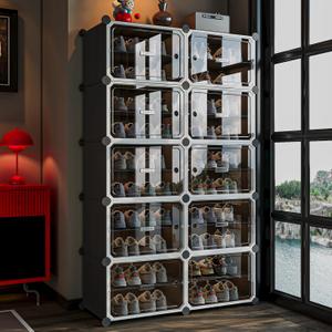 MAGINELS Shoe Rack,Expandable Shoe Cabinet Easy to Assemble. Shoe Storage with Door,Entryway, Closets, Hallway, and Bedroom.Accommodates Up to 40 Pairs of Shoes.