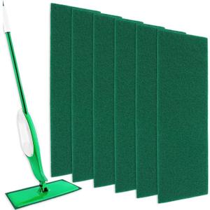 KEEPOW Scrub Mop Pads Replacement Compatible with Libman Freedom Spray Mop, Mop Scrubber Attachment for Floor Cleaning, Fit for Rubbermaid and Turbo & Other 18 Inch Microfiber Mops (Dark Green, 6 Pack)