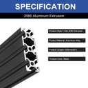 2 Pack 2060 T Slot Aluminum Extrusion 1220mm 48 Inch Black