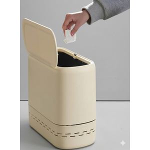 Sooyee Slim Bathroom Trash Can, 3.3 Gallon Trash Can with PressTop Lid, Adsorption Garbage Can, Slim Wastebasket for Toilet, Office, Bedroom