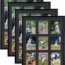 Baseball Card Display Frame for 9 Standard Cards, 4 Pack, UV Protection, Black Pasted Double Mats, Sports Card Collector Wall Display, Holder for Trading Card Basketball Football Hockey Cards