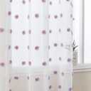 MYSKY HOME Purple Curtains for Girls Bedroom 84 Inch Long White Sheer Curtain with Lilac Pom Pom for Living Room Nursery Curtains 2 Panels Light Filtering Rod Pocket Semi Window Drapes 52 x 84 inch