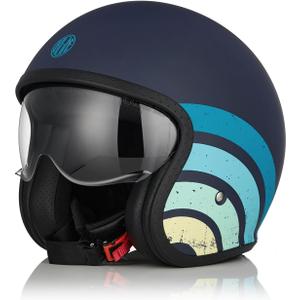 ORIGINE Open Face Motorcycle Helmet Scooter Helmet 3/4 Helmet with Visor DOT Approved, Large 