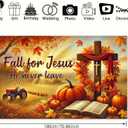 Fall Religious Banner 71x43 Inches Hanging Decor Fall for Jesus Cross Pumpkin Scene Decoration for Home Church Party Supplies Photo Backdrop Outdoor Indoor Seasonal Decor