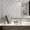 2 x Kitico Peel and Stick Wallpaper Vintage Boho Wallpaper Blue and Beige Contact Paper Floral Removable Waterproof Wall Paper for Bathroom/Bedroom Self Adhesive for Cabinets Vinyl 17.3''x118.1''