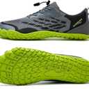 WateLves Water Shoes Men Women Beach Barefoot Aqua Socks Breathable Wide Swim Outdoor Walking Anti Slip Pool Shoes for Hiking Kayaking Diving Surfing (C-grey/Green)