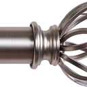 Satin Nickel Curtain Rods for Windows 18 to 144 inch, 1 Inch Adjustable Curtain Rod, Heavy Duty Window Curtains Rod for Bedroom Living Room, Modern Decorative Drapery Rods Birdcage Finials