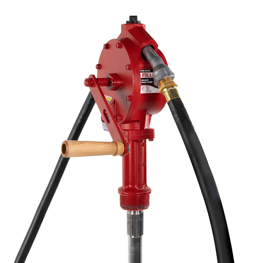 Fill-Rite FR112 Fuel Transfer Rotary Hand Pump with Discharge Hose, Straight Spout, Vacuum Breaker & Suction Pipe
