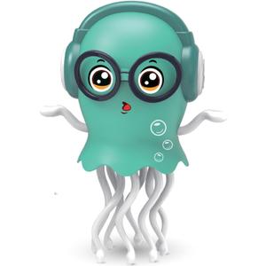 Qxbuhe Dancing Octopus Toy,Smart Tentacle Explorer,Crawling Dancing Automatic Obstacle Sensor Toys,Electric Crawling Octopus with LED Lights & Music (Green Jellyfish)