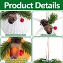 12 Pcs Seashell Starfish Christmas Tree Ornaments, Natural Shells Starfish Hanging Ornaments with Pinecones, Perforation Xmas Sea Shells Starfish Pine Needle Decoration for DIY Craft Beach Home Deocr