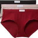 Calvin Klein Women's Comfort Logo Cotton Stretch Modern Brief Panties, 3 Pack (Black/Fresh Taupe/Fall Berry,small)