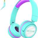 IMYB V1 Kids Headphones, Wired Stereo Foldable Tangle-Free 3.5mm Adjustable On-Ear Headphones for Kids for School/Toddlers/Childrens/Teens/Boys/Girls/Ipad/Tablet/Kindle/Phones/Travel/Plane (Green-RV)