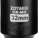 1/2" Drive x 32 mm Deep 6 PT Impact Socket, CR-MO,1/2-inch Drive 6 Point Axle Nut Socket for Easy Removal of Axle Shaft Nuts (Metric 32MM)