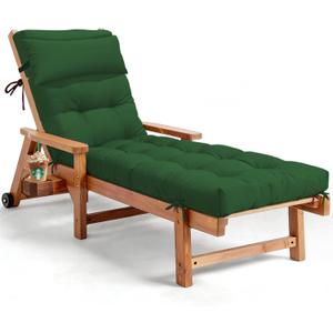 Waterproof Lounge Chair Cushion Outdoor for Chairs, Fade Resistant Chaise Lounger Replacement Cushions with 6 Ties, Thickened Memory Foam Pool Lounge Chair Cushions, 76 x 22 x 4.7 Inches, Green