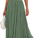 BTFBM Summer Maxi Dresses for Women 2026 Spring Sleeveless Casual Ruched High Waisted Long Sundress Flowy Beach Dress (Green, M)