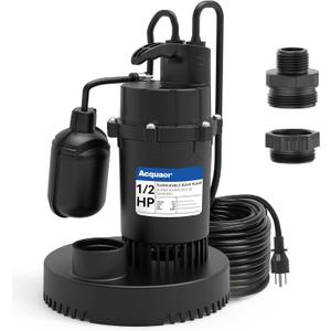 Acquaer Sump Pump Submersible Clean/Dirty Water Pump with Adjustable Float Switch for Garden Pool, Basement, Flooded House, Hot Tub and Irrigation, 1/2HP 4060GPH