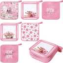 Bencailor 12 Pcs Pot Holders with Pocket Kitchen Hot Potholders Hot Pad Oven Mitts Cookie Bag Oven Gloves for Kitchen Gift Baking Cooking(Pink,Pink Rose)